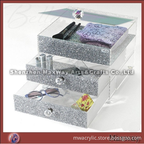 Platinum Acrylic Cosmetic Box for Pretty Girls